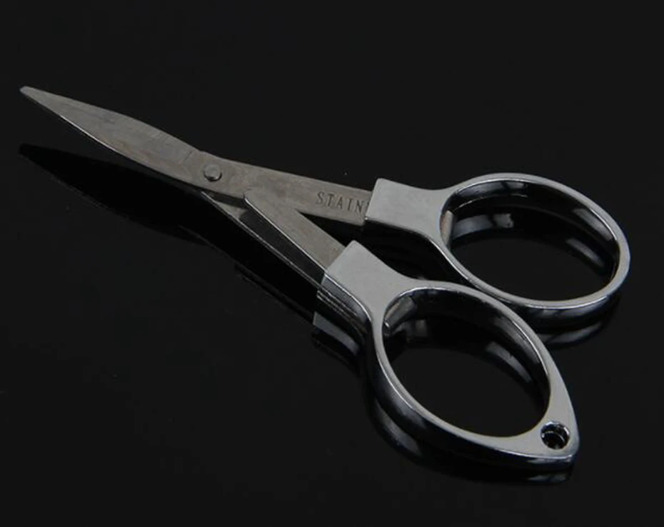 

YINGTUOMAN 2Pcs Mini Folding Stainless Steel Scissors Keychain Fishing Scissor Cutter Camping Tool Fishing Accessories