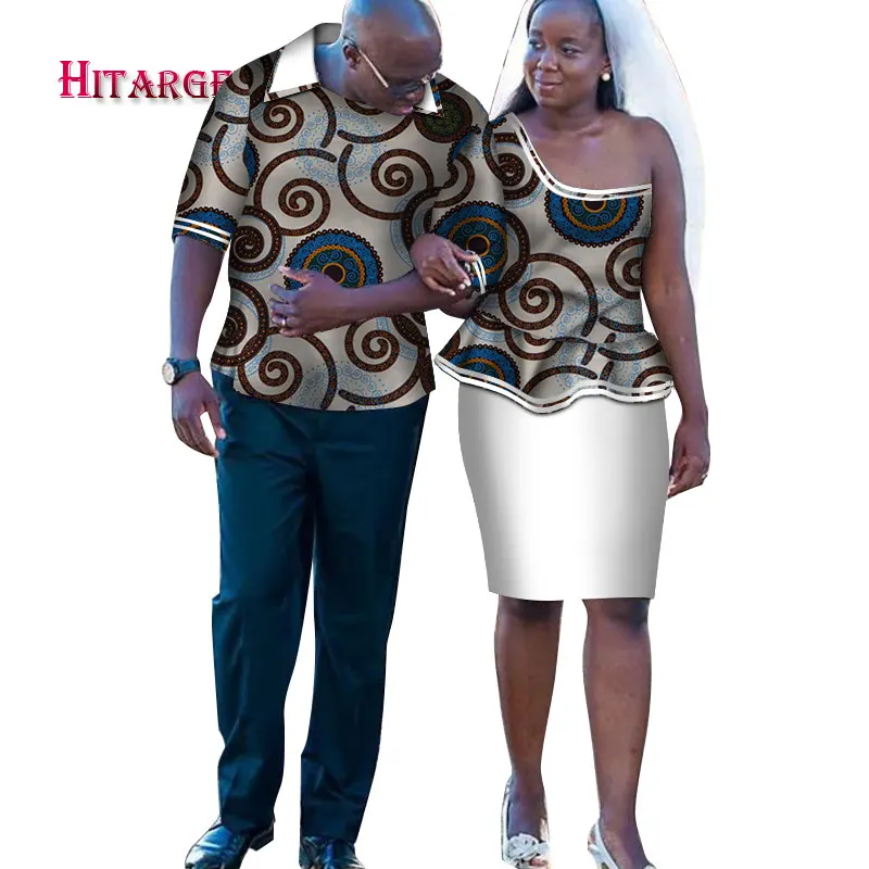 

african couple clothing Men's Shirt+dashiki dress Women's Two Piece Set african couple dress Party wedding couple dress WYQ166