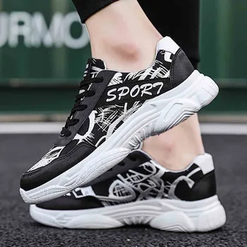 

Thin Belt Tie Men's Graffiti Cute Campus Men's Shoes Spring Tide Shoes New Ins Super Hot Summer Net Red Wild Men's Sports Old