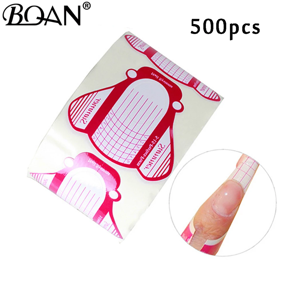 500 шт Форма форма для ногтей Советы Расширение формы ногтя розовая бумага лоток