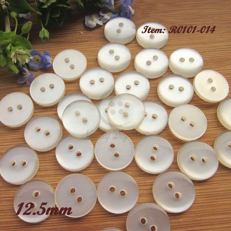 100pcs 12.5mm 2 Holes Classical Basic Model Shirt Buttons Pearlescent