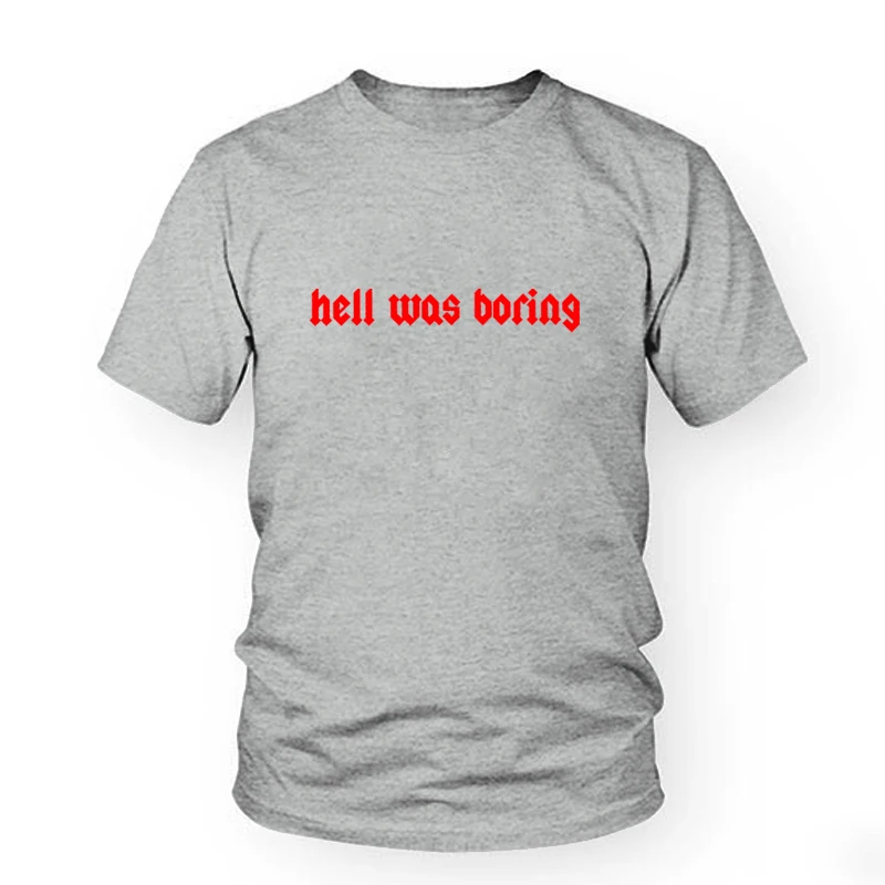 Hell Was Boring женская футболка Tumblr гранж уличный стиль хипстеры лето милые женские модные забавные слоган сатана каваи Готическая рубашка - Цвет: Gray-red