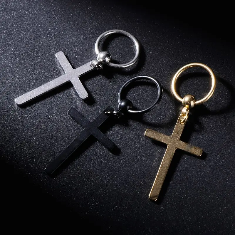 

1pc Punk Earrings Cross Pendant Dangle Women Charms Jewelry Female Male Fashion Personality Gifts Brincos Buckle Anti Allergy