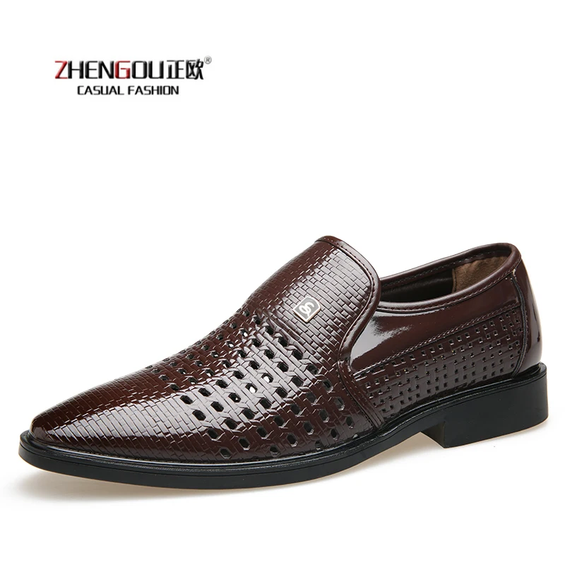 

2019 woven leather shoes men's business men's leather shoes pointed toe hole shoes leather sandals