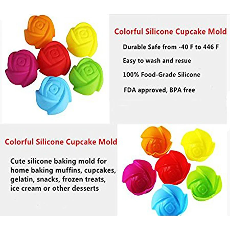 10 шт. силиконовые формочки для маффинов в виде Розы|jelly mold|cupcake moldsilicone muffin |