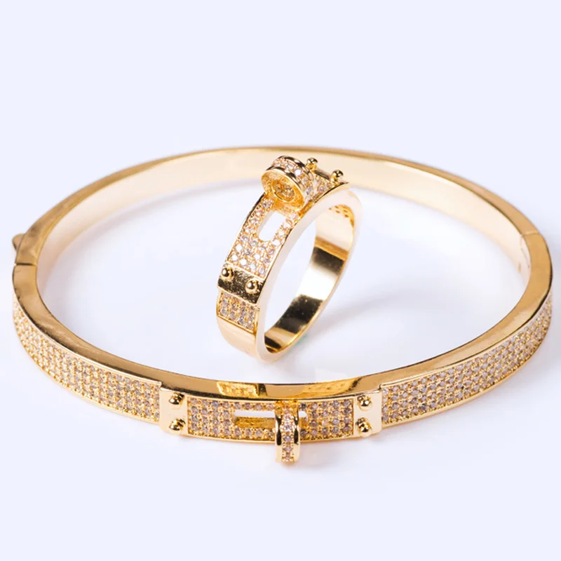Blucome женский браслет с цирконием, вечерние ювелирные изделия, Идеальный золотой цвет, Мужской Жесткий браслет, женский браслет и браслеты - Окраска металла: gold 7