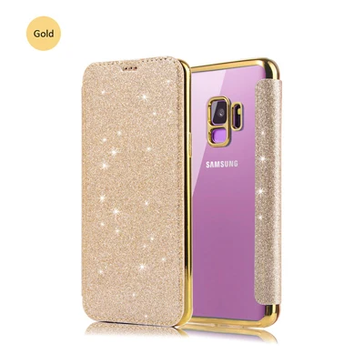 Роскошный тонкий Чехол-книжка из ТПУ для samsung galaxy S9 S8 Plus S8 S7 S6 Edge, чехол для samsung J5 J3 A3 A5, чехол - Цвет: Gold