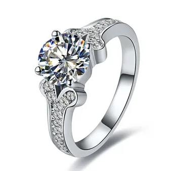 

Luxury Brand Style 1CT fine Diamond Women Anniversary Ring Pure Silver Fine Jewelry Statement Love Birthday Gift