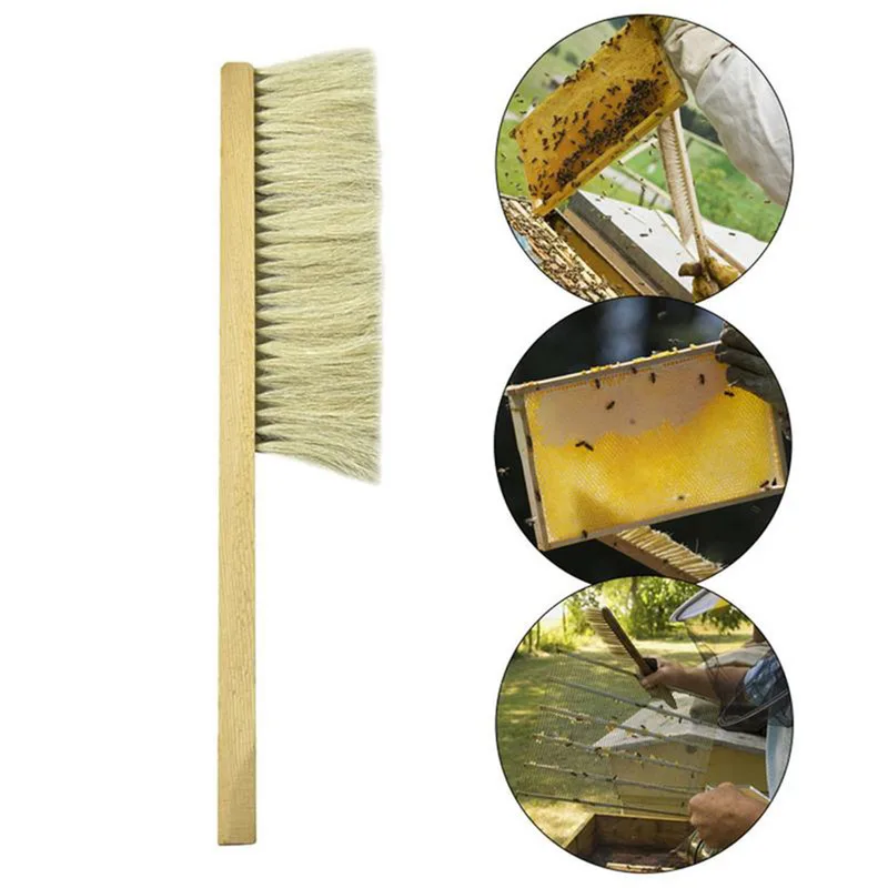 

1Pc Beekeeping Tool Soft Pig Bristles Beehive Bee Brush Beekeeping Cleaning Tool with Wooden Handle Wood Pig's Bristles