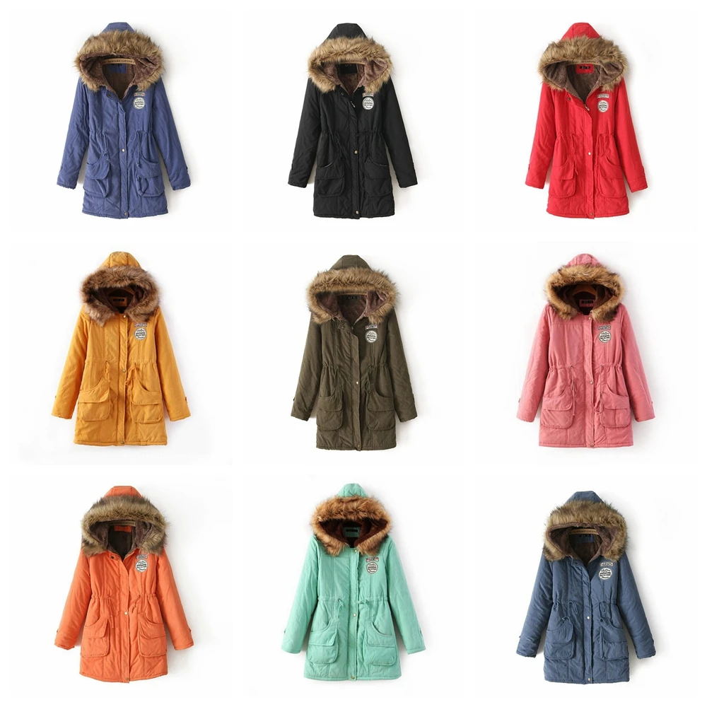 

Fashion Women Thick Cotton-Pad Warm Overcoat Ladies Winter Hooded Collar Long Sleeve Tunic Trench Coat Long Jacket Outwear YF76