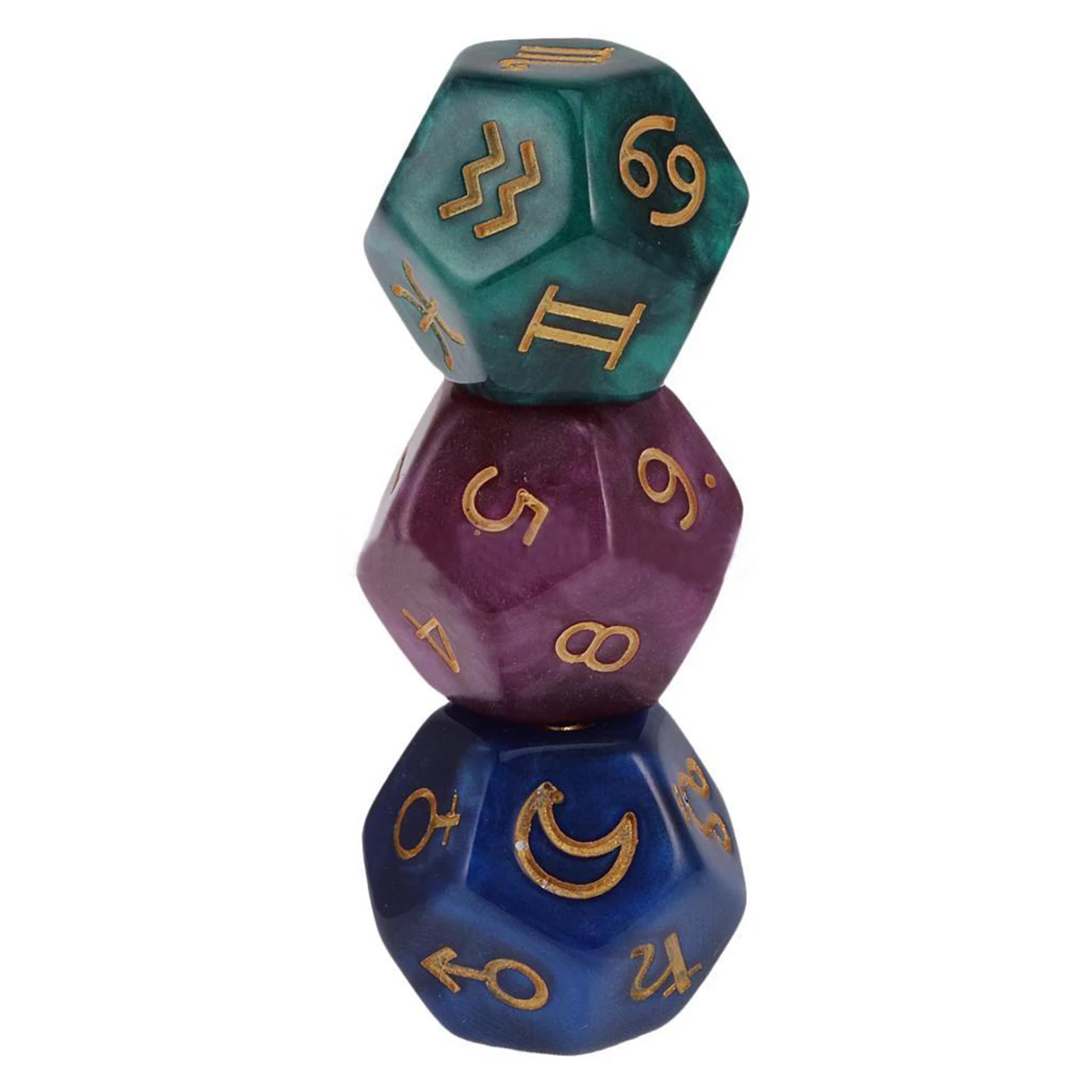 

3 pc 2.5cm x 2.5cm Pearl 12-sided Astrology Creative Polyhedral Dice Set Dice For Playing Games
