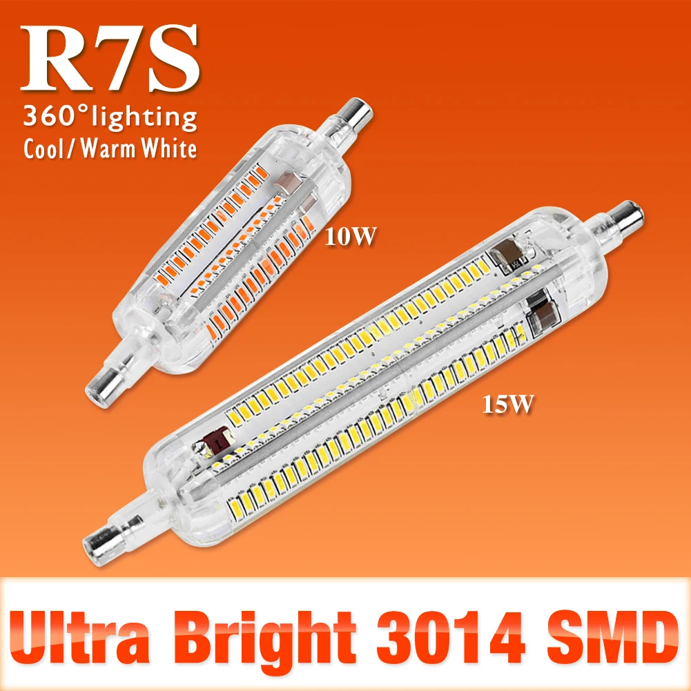 Светодиодная лампа R7S 10 Вт 15 Вт 78 мм 118 мм силикон R7S Светодиодная лампа SMD3014 лампада Светодиодная замена галогенного прожектора 220 В