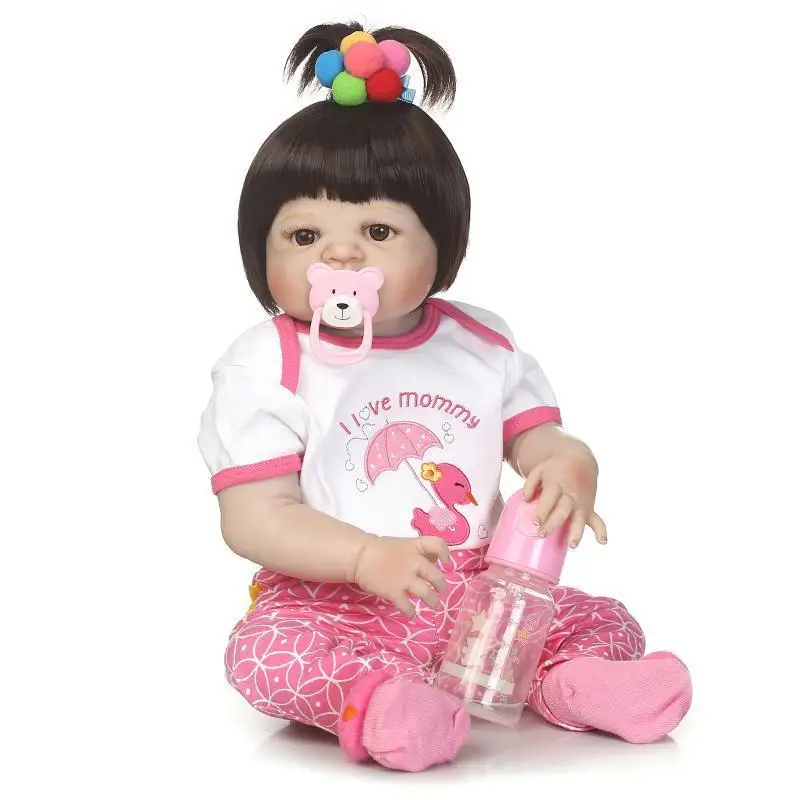 

New Style 23 Inch Silicone Reborn Babies Toys For Children Full Body Vinyl Baby Alive Born Doll