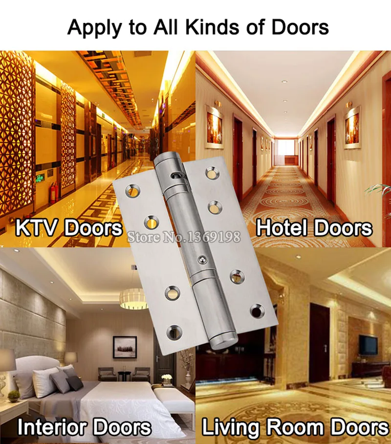 Top Quality 5" Stainless Steel Door Hinges Smoothly & Quiet Bearing Door Hinges Invisible Hydraulic Damping