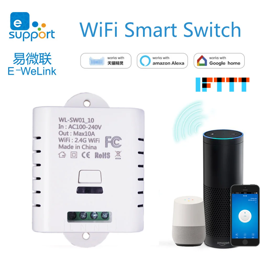 

Smart WiFi Light Switch Remote Control Time Lamp Retrofit 10A Switch Socket Apply To Googlehome Amazon ECHO Alexa IFTTT Control