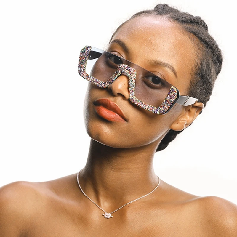 Квадратные роскошные солнцезащитные очки wo мужские брендовые дизайнерские женские негабаритные Стразы Солнцезащитные очки Мужские полуоправы очки для женщин UV400
