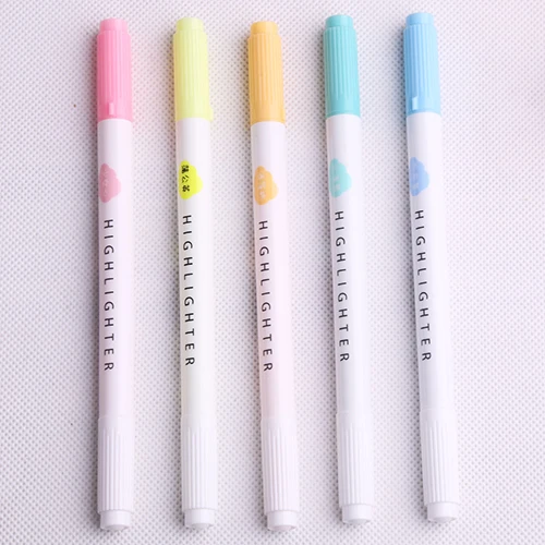 

5pcs/lot Double headed fluorescent pen Cartoon stationery highlighter marker pens Office accessories Kids supplies (ss-1586)