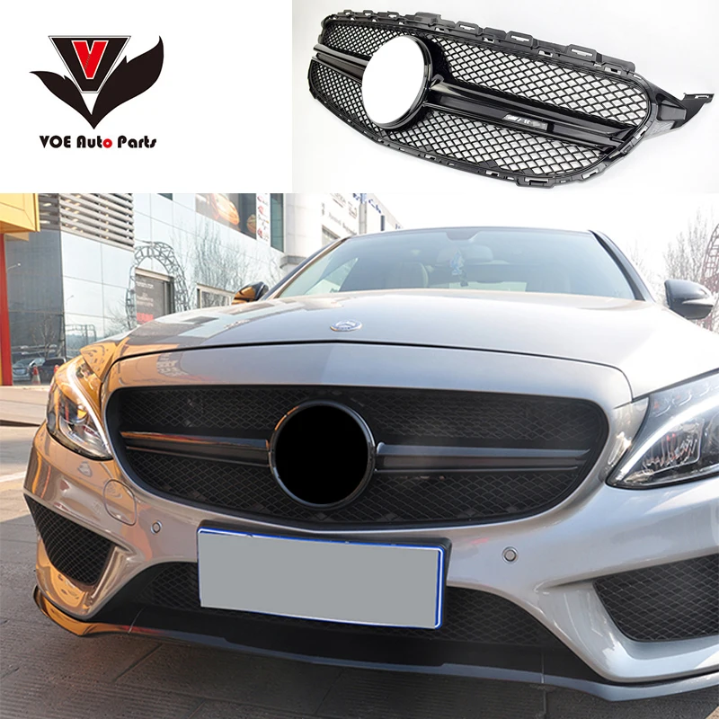 W205 AMG C63 Стильная передняя решетка с логотипом для Mercedes Benz C class C180 C200 C220d C250 C260 C300 C400