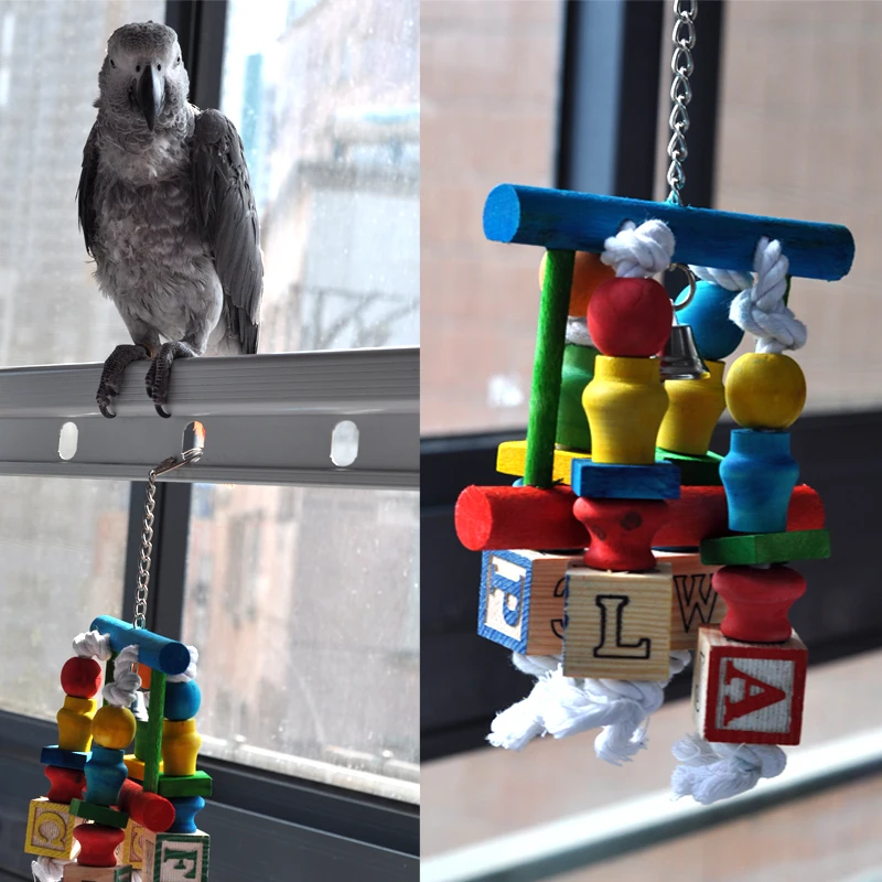 Colorful Parrot Bird Wood Toys Swing Chew Toys Fun for Gold Macaw Sun