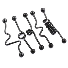 1 шт год Hedix нержавеющая сталь 1,6*38*5 мм шар 14 г Длинные Промышленные Штанги черные серьги для пирсинга штекер Туннель уха