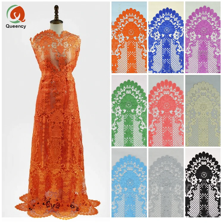 

5 yards CQ195 2017 Women Plain african nigerian cupion chemical cord water soluble guipure lace fabric for Wedding Party Dress