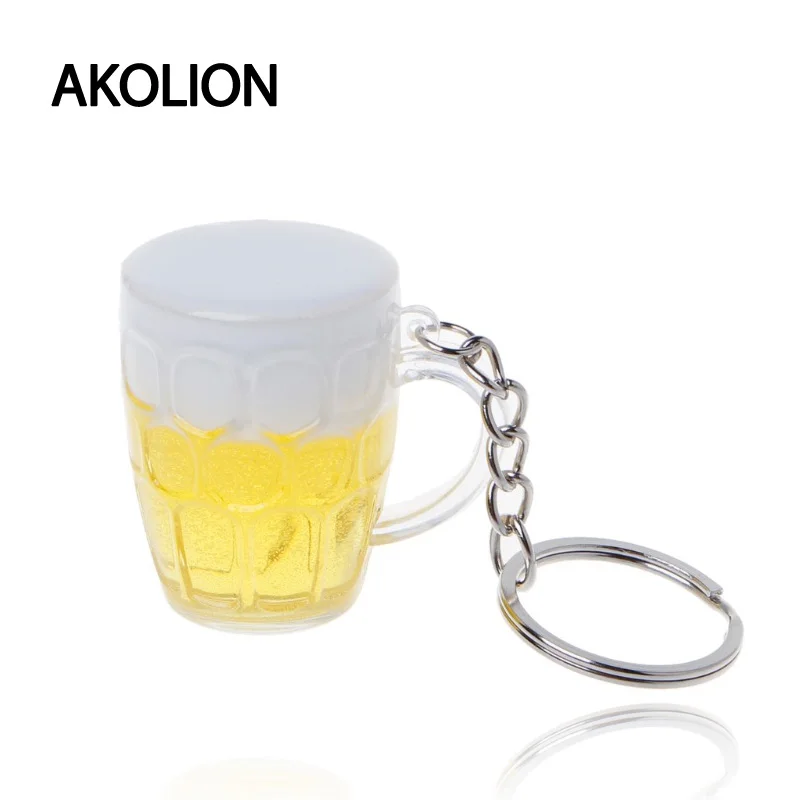 New Arrival Funny Handmade Beer Glass Yellow Acrylic Keychain Mobile phone bag Mini Manufacturer Hot Wholesale Keychains | Украшения и