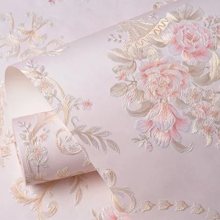 

Hot stamping Carnation 3D Self-sticking Wallpaper livinroom Girl Boy Bedroom Cartoon Non-Woven 53cmX100cm