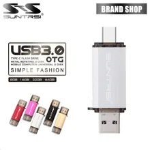 Suntrsi, TYPE-C, USB флеш-накопитель, OTG, USB 3,0, флеш-накопитель, высокая скорость, 64 ГБ, флеш-накопитель, металлическая USB флешка, 16 ГБ, Usb флешка для смартфонов