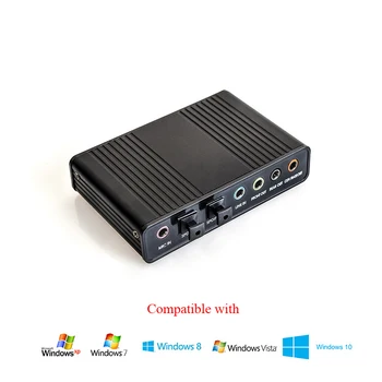 

5.1 USB External S/PDIF Optical Sound Card Audio Adapter Support for Win98SE/ME/2000/XP for Laptop PC 1PC Black