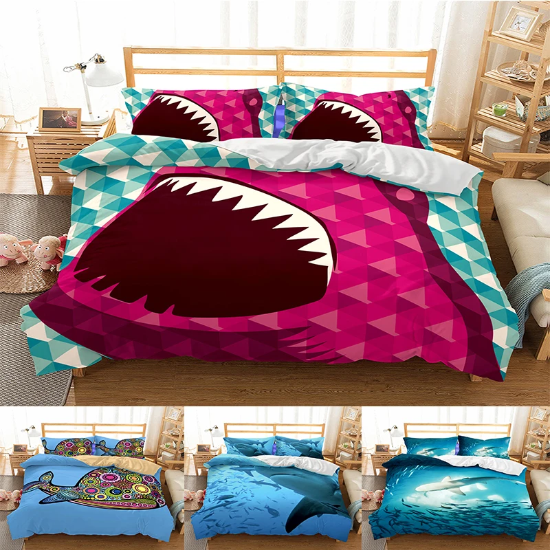 

Bedroom Ocean Bedding Set Fish Cotton Duvet Cover Sets Bed Sheet Pillow Cover Home Textile Mattress Single King-Bed Linen G $