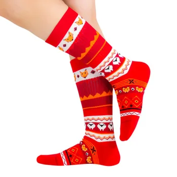 

Anyongzu 2PAIR/LOT Autumn Winter Christmas Socks Cotton Cartoon Sweat And Breathable 4 sizes for gifts 34-50 S M L XL