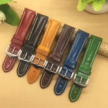 Ремешок для часов из высококачественной натуральной кожи 18 мм 20 мм 21 мм 22 мм для мужчин и женщин черный/синий/красный/коричневый/ремешок для часов