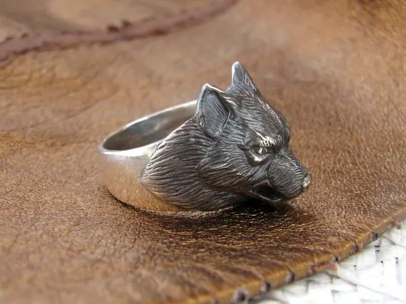 

Black Hand Carved Adjustable Wolf Wrap Ring Fenrir Rings High Quality Brand Designer