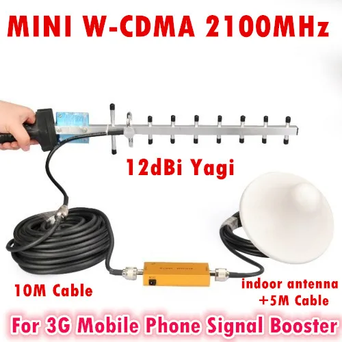 

Mini 3G Boosters W-CDMA 2100Mhz Mobile Phone Signal Repeater 3G WCDMA Signal Repeater Amplifier 13dBi Yagi Antenna With Cable