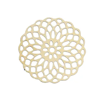 

10PCs 18mm Stainless Steel Filigree Stamping Embellishments DIY Scrapbooking Round Gold Plated Hollow Flowers Slice