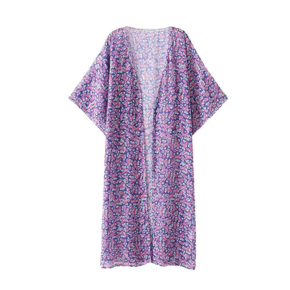 Mujeres Vintage Pareo flor impresión traje De baño cubierta Ups suelta Kimono Cardigan Playa cubrir Ropa De abrigo Boho Ropa De Playa Mujeres Vintage Pareo flor impresión traje De baño cubierta Ups suelta Kimono Cardigan Playa cubrir Ropa De abrigo Boho Ropa De Playa