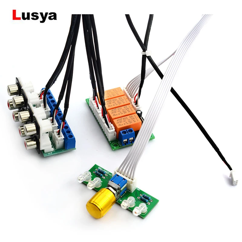 

Knob Switch Relay 4-way Audio Input Signal Selector Switching RCA Audio Switch Input Selection Board Finished Board B9-002