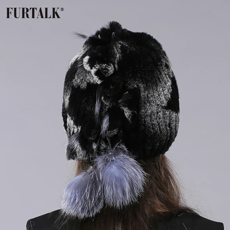 FURTALK Моды Роскошь Мех Рекс Кролика Шапки Женские Зимние Женщины Меховая Шапка
