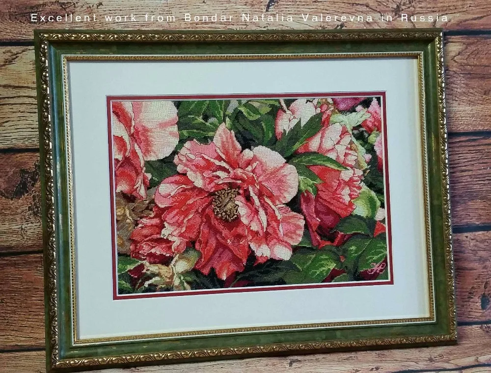 Cross Stitch Kit Coral Peonies Peony Pink Flower Flowers dim 70-35298 35298