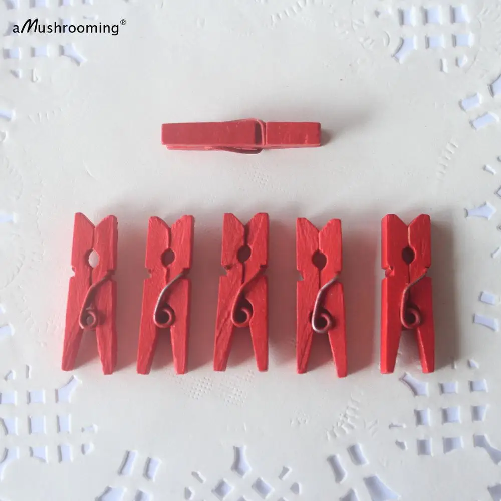 (300 pieces/lot) RED Mini Spring Clothespins 1" 25mm Miniature Craft