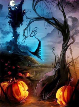 

5D DIY Diamond Painting Halloween Fall Witch Full Crystal Diamond Embroidery Cross Stitch Pumpkin Needlework Home Decor