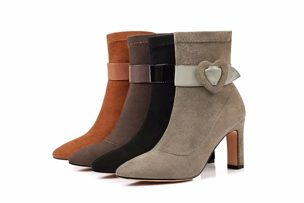 Bottes Troupeau Solide Talons Pointu Bucke brown Décoration Vacances Rencontres Femmes Noir Mode Slip Cheville marron Étrange L00 Sur Orteil khaki Med Nouvelle Lenkisene dTtwII