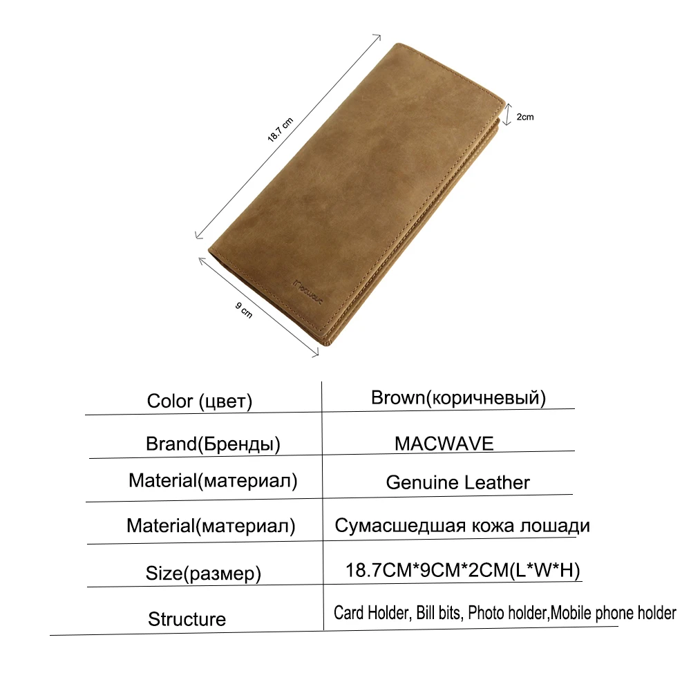 Высокое качество корова натуральная Crazy Horse кожа Для мужчин кошельки 2019 длинные Стиль моды мужской кошелек телефона бумажник портмоне Homme