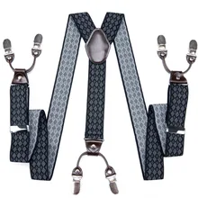 DiBanGu Модные клетчатые подтяжки с 6 клипсами, эластичные регулируемые подтяжки, Tirantes, унисекс подтяжки, подтяжки, BD-005