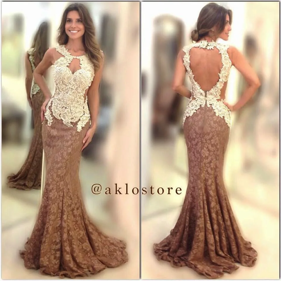 

Lace Backless Evening Gown Mermaid Sweep Train Party Dresses Long Dress Fashion Custom Free Shipping 2015 CH-1827