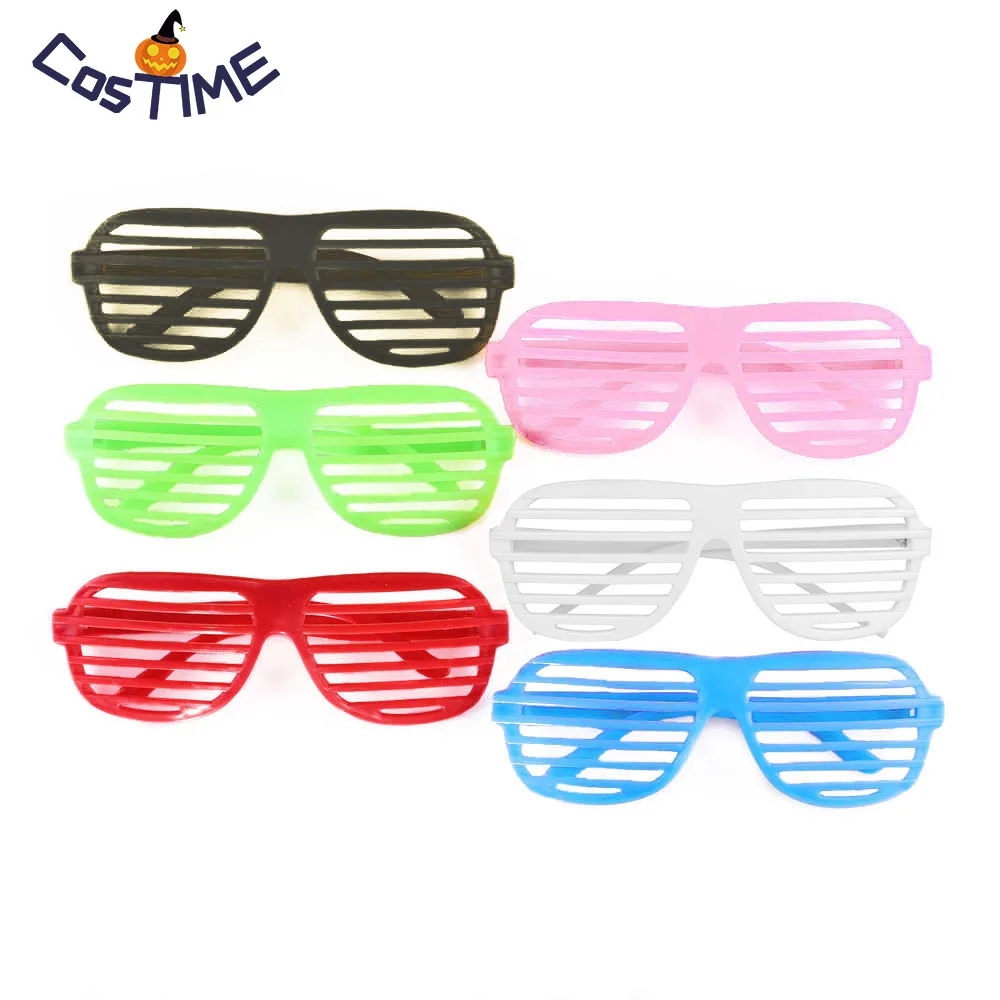 

6 Pairs Neon Shutter Glasses Adult Shutter Shading Sunglasses 80s Joke Fancy Dress Accessory Halloween Costume Party Supplies