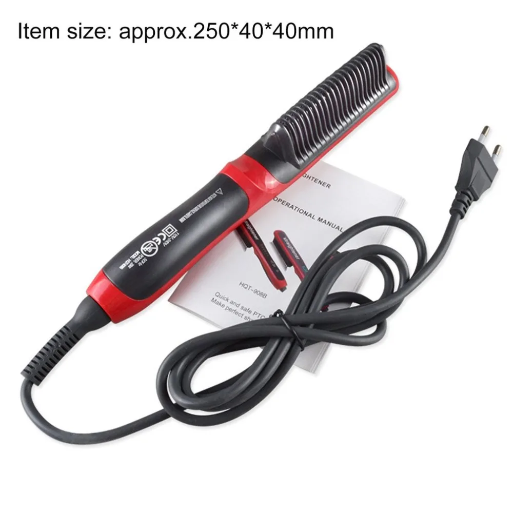 HQT-908B выпрямитель для волос Прочный Электрический прямые волосы расческа ЖК-дисплей с подогревом Керамика щетка для выпрямления волос ЕС Plug