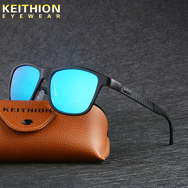 KEITHION Polarized Sunglasses Men Aluminium Magnesium Square Frame Eyewear Ourtdoor Driving Mirrored Anti Glare Sun Glasses