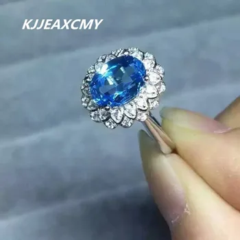

KJJEAXCMY natural blue topaz ring inlaid silver sterling silver jewelry wholesale wholesale S925