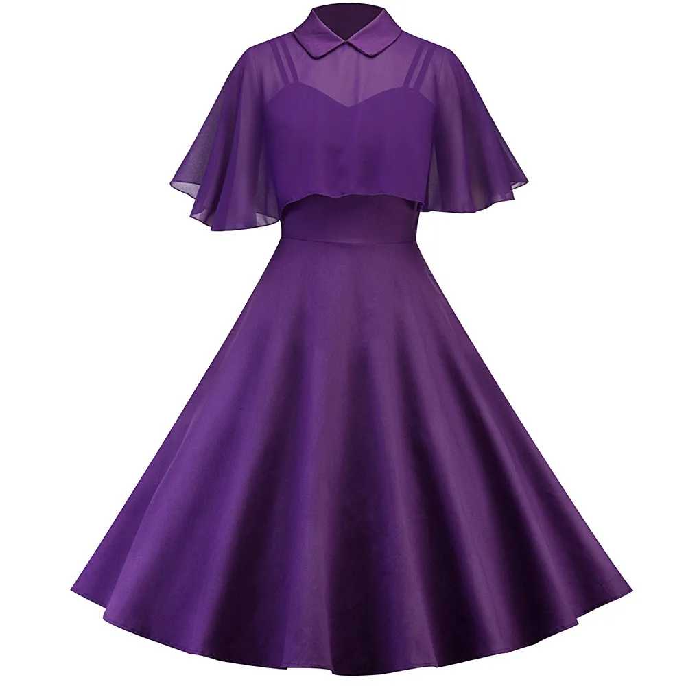 Vestidos Verano/женское кружевное платье-миди Модное Длинное Платье, однотонное платье с коротким рукавом, платье с воротником-стойкой, вечернее платье